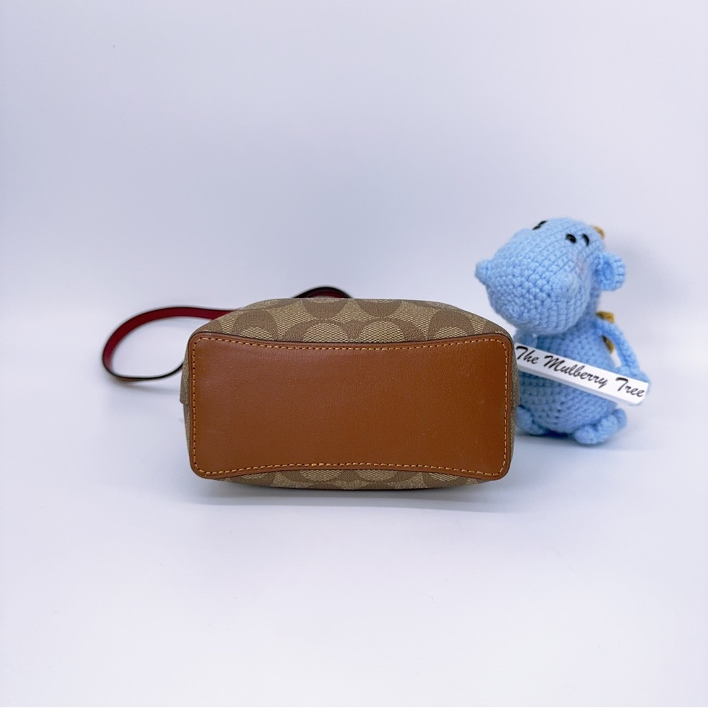 Coach C6835 Mini Town Bucket Bag Signature Canvas w/ Radial Rainbow Khaki $298 - Picture 5 of 11